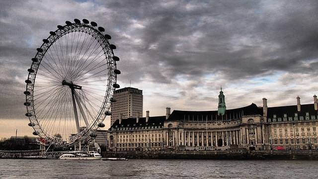 vista del London Eye dal fiume