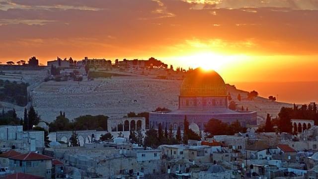 vista tramonto dal monte del tempio a gerusalemme